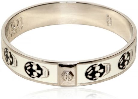 Alexander Mcqueen Skulls All Around Brass Bracelet in White - Lyst
