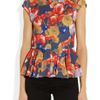 Alice + Olivia Floralprint Stretchjersey Peplum Top in Multicolor (multicolored) - Lyst