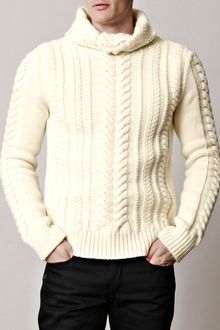 Balmain Cableknit Sweater - Lyst