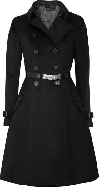 Burberry Prorsum Belted Wool and Cashmereblend Coat in Black - Lyst