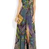 Matthew Williamson Printed Pleated Silkchiffon Gown in Purple (aubergine) - Lyst