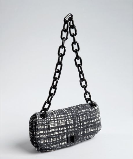 Prada Tweed Resin Chain Strap Shoulder Bag in Black | Lyst