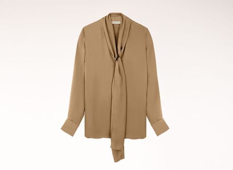 Stella Mccartney August Tie Front Blouse in Khaki (lichen) - Lyst