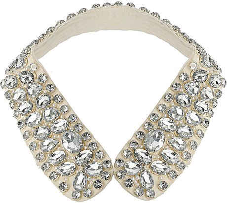 Topshop Stone Embellished Shirt Collar in Transparent (clear) - Lyst