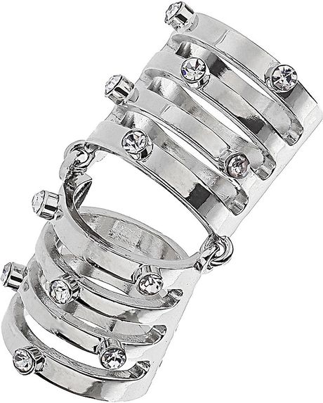 Topshop Stone Bar Ring in Silver - Lyst
