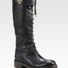 Tory Burch Wesley Leather Laceup Boots in Black - Lyst