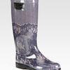 Valentino Lace Printed Rubber Rain Boots in Gray (grey) - Lyst