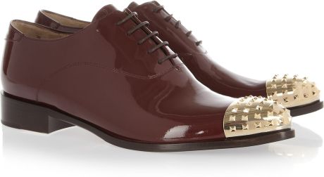 Valentino Studded Patentleather and Metal Shoes in Brown (prune) - Lyst