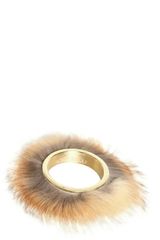 Viktor & Rolf Red Fox Fur Brass Metal Cuff