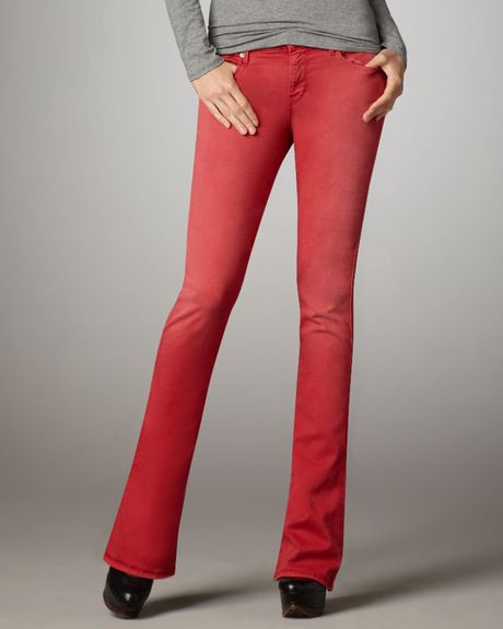 7 For All Mankind Kaylie Sunbleached Red Slim Bootcut Jeans in Red (sunbleached red) - Lyst