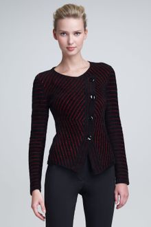 Armani Asymmetric Striped Knit Jacket - Lyst