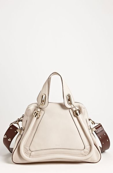 Chloé Paraty Military Leather Satchel in White (pearl) - Lyst