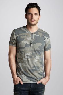 Dolce & Gabbana Camo-Print Short Sleeve Henley - Lyst