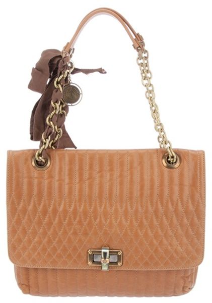 Lanvin Quilted Shoulder Bag in Brown (cognac) - Lyst