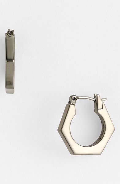 Marc By Marc Jacobs Bolts Slice Small Geometric Hoop Earrings in Gold (hematite) - Lyst