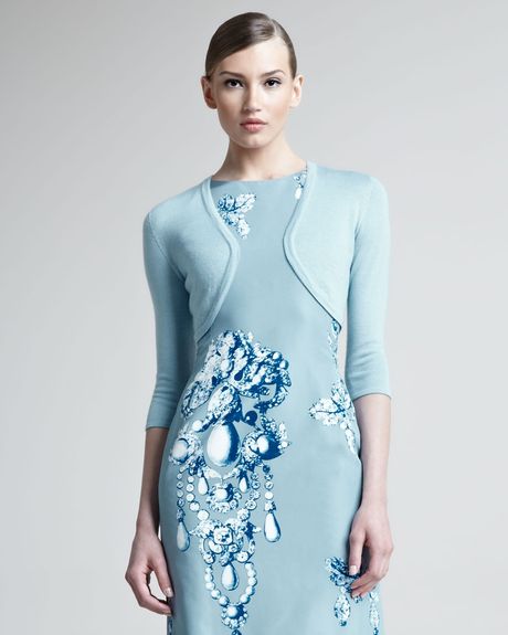 Oscar De La Renta Cashmeresilk Bolero Ice in Blue (ice) - Lyst