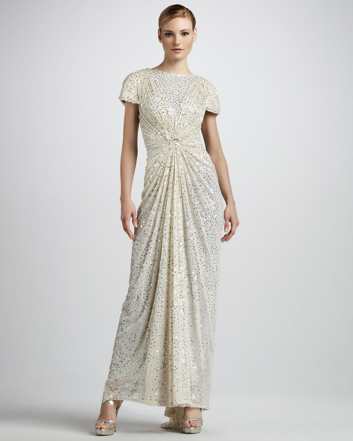 layered mesh gown
