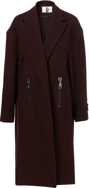 Topshop Burgundy Longline Coat By Unique - Lyst