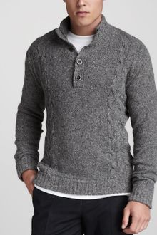 Vince Cableknit Henley Sweater - Lyst