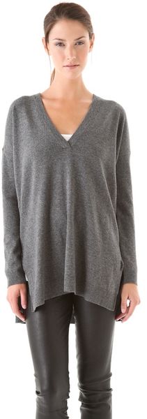 Vince V Neck Tunic Sweater - Lyst