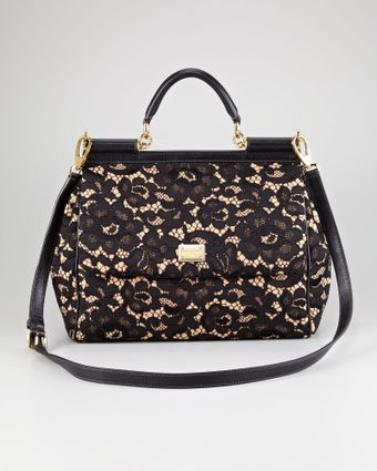 Dolce & Gabbana Floral Lace Miss Sicily Satchel - Lyst