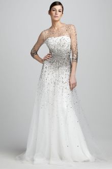Marchesa Sequined Illusion Gown - Lyst