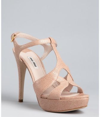 Miu Miu Powder Pink Stingray Tstrap Platform Sandals - Lyst