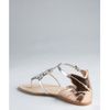 Miu Miu Silver and Rose Gold Leather Crystal Tstrap Sandals in Silver - Lyst