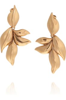 Oscar de la Renta 24-karat Gold Plated Leaf Clip Earrings - Lyst