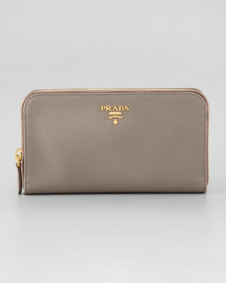 Prada Continental Organizer Zip Top Wallet in Gray (medium gray) - Lyst