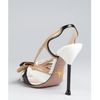Prada White and Sand Patent Leather Cutout Slingback Sandals in Beige (white) - Lyst