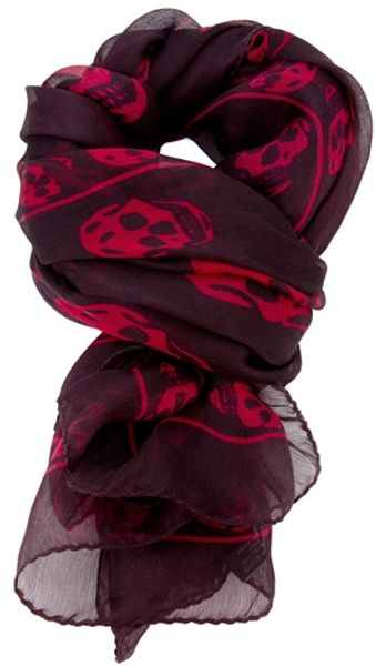 Alexander Mcqueen Skull Print Scarf in Purple - Lyst
