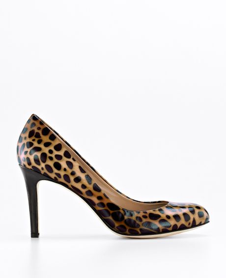 ... Perfect Animal Print Patent Leather Pumps in Animal (classic camel