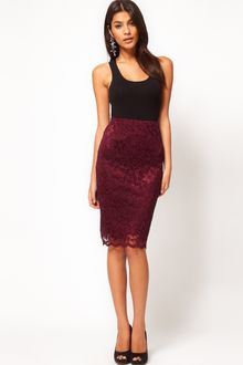 ASOS Collection  Pencil Skirt in Lace with Scallop Hem - Lyst
