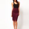 Asos Collection  Pencil Skirt in Lace with Scallop Hem in Purple (maroon) - Lyst