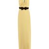 Burberry Prorsum Ruched Keyhole Fulllength Dress in Yellow - Lyst