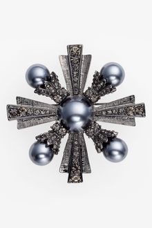 Cara Accessories Crystal Glass Pearl Brooch - Lyst