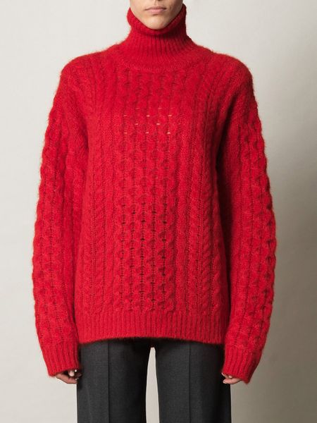 Christopher Kane Mohair Rollneck Sweater in Red - Lyst