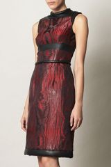 Christopher Kane Moire Strict and Leather Trim Dress