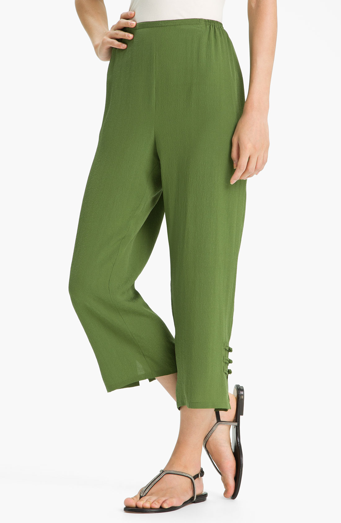 Citron Stretch Silk Crop Pants in Green (dark green) Lyst