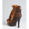 Fendi Brown Leather and Shearling Double Buckle Detail Ankle Boots in Brown - Lyst