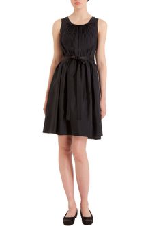 Jil Sander Navy Belted Pleat Dress - Lyst