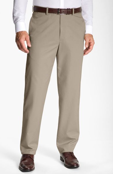 NordstromÂ® Smartcare Flat Front Supima Cotton Pants in Beige for Men ...