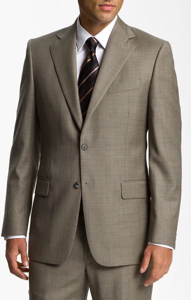 Joseph Abboud Signature Silver Wool Suit in Brown for Men (tan) - Lyst