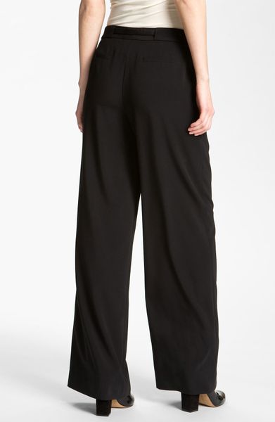 Nordstrom Collection Oxford Drape Wide Leg Pants in Black