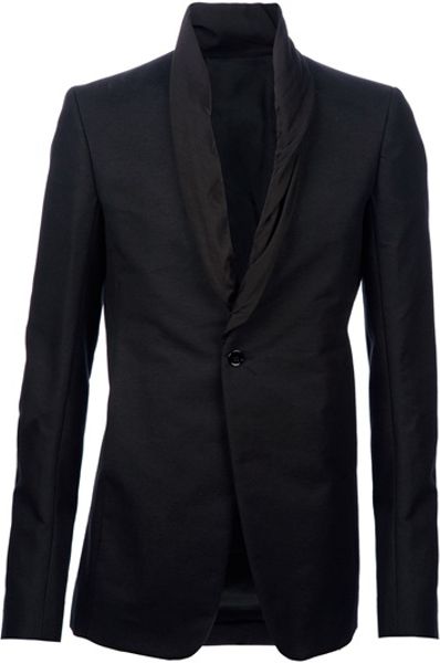 Rick Owens Rolled Lapel Jacket in Black for Men - Lyst