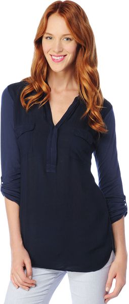 Splendid 3/4 Sleeve Shirting Top - Lyst