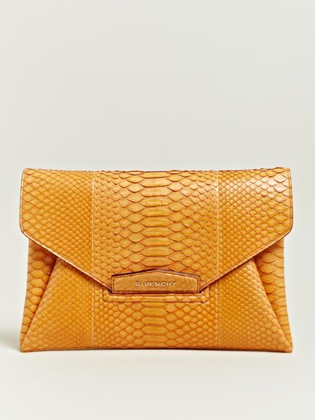 Givenchy  Python Leather Envelope Bag in Orange - Lyst