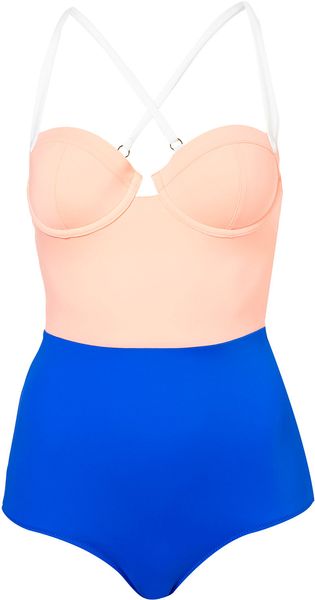 Topshop Multi Colourblock One Piece - Lyst