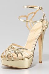 Charlotte Olympia Ursula Metallic Strappy Platform Sandal